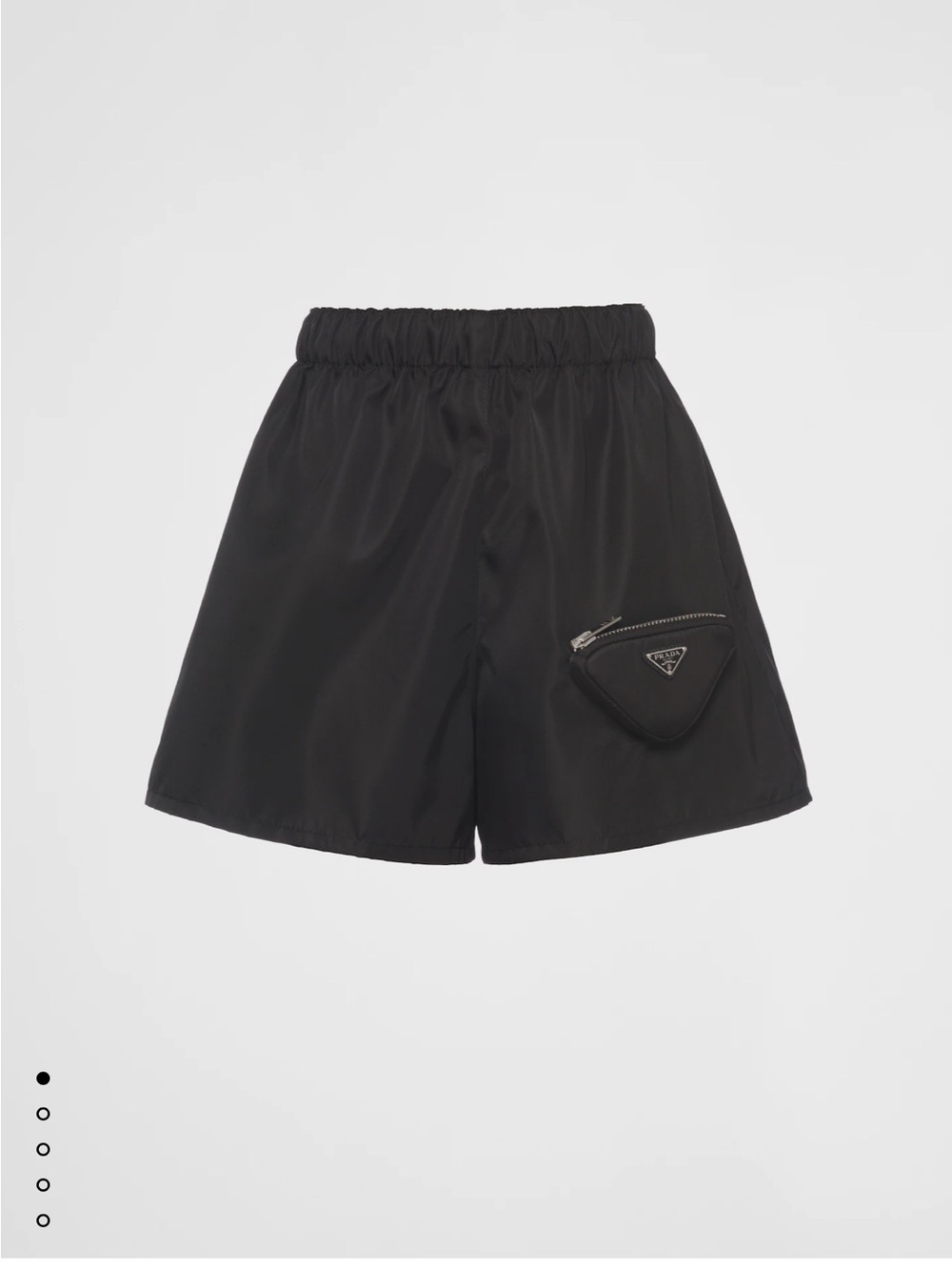 Prada Black Nylon Elastic-Waist Shorts with Triangle Logo Pocket